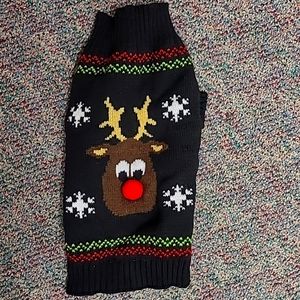 NWOT Cozy Black And Rudolf Dog Sweater